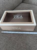 Houten theedoos met tekst, Ophalen of Verzenden, Zo goed als nieuw