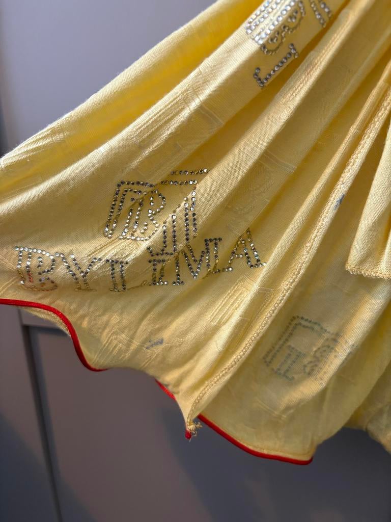 Bylima sjaal geel met steentjes, Ophalen of Verzenden, Zo goed als nieuw, Sjaal