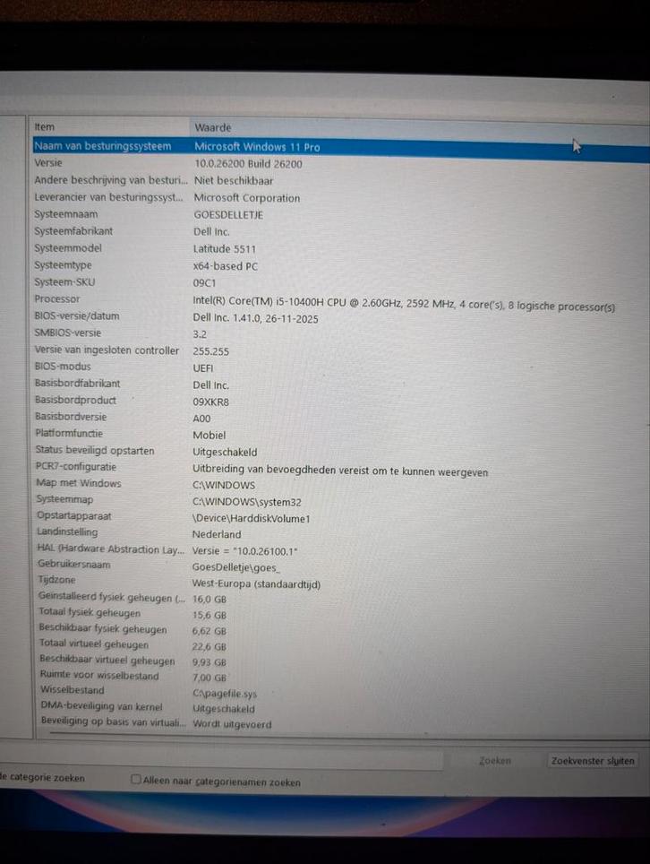 Dell Latitude 5511 laptop 15,6inch, Computers en Software, Windows Laptops, Gebruikt, 15 inch, SSD, 2 tot 3 Ghz, 16 GB, Ophalen of Verzenden