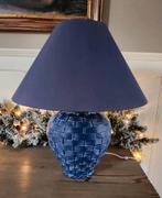 Lamp met rotanmotief blauw, Ophalen, Zo goed als nieuw, Glas, Minder dan 50 cm