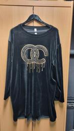 Lange zwarte trui met goudkleurige opdruk, Ophalen of Verzenden, Gedragen, Maat 46/48 (XL) of groter, Zwart