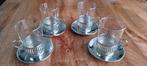 4 theeglashouders HH90 + Schott Main glas verzilverd HH90, Glas of Glazen, Ophalen of Verzenden, Overige stijlen, Glas