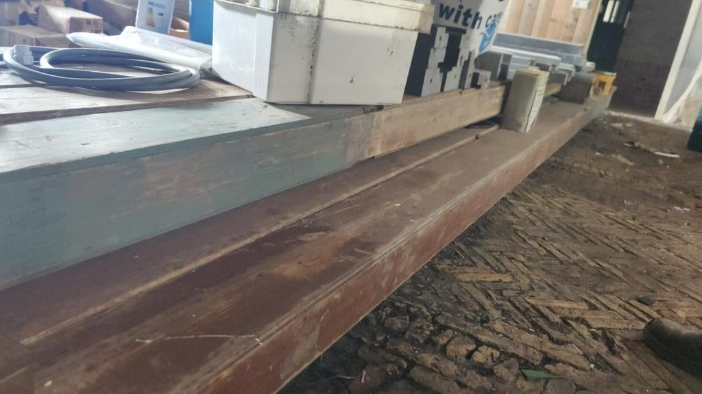 Grenen balken 5,6m, Doe-het-zelf en Verbouw, Hout en Planken, Ophalen, Grenen, Balk, 50 mm of meer