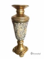 Vintage brocante kandelaar vaas barok goud met glas, Antiek en Kunst, Antiek | Kandelaars, Ophalen of Verzenden, Overige materialen