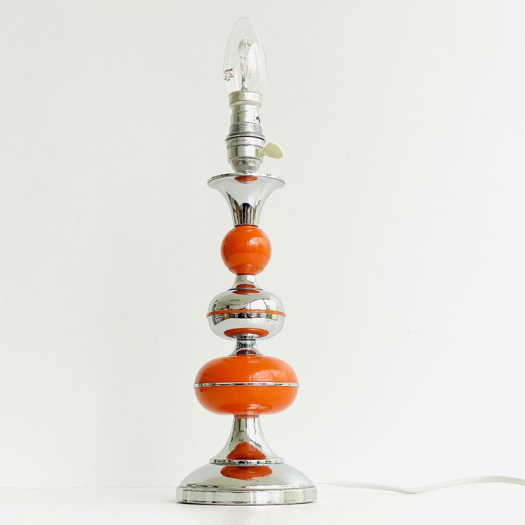 vintage Space-Age design LAMP chroom oranje retro tafellamp, Ophalen of Verzenden, Huis en Inrichting