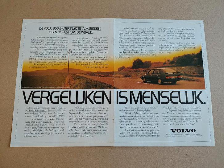 Reclame (uit oud tijdschrift) Volvo 360 (1985), Verzamelen, Automerken, Motoren en Formule 1, Gebruikt, Auto's, Verzenden