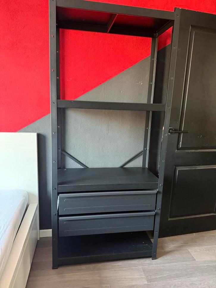 IKEA BROR Stellingkast Zwart met Lades en Planken, Huis en Inrichting, Kasten | Stellingkasten, Gebruikt, Ophalen