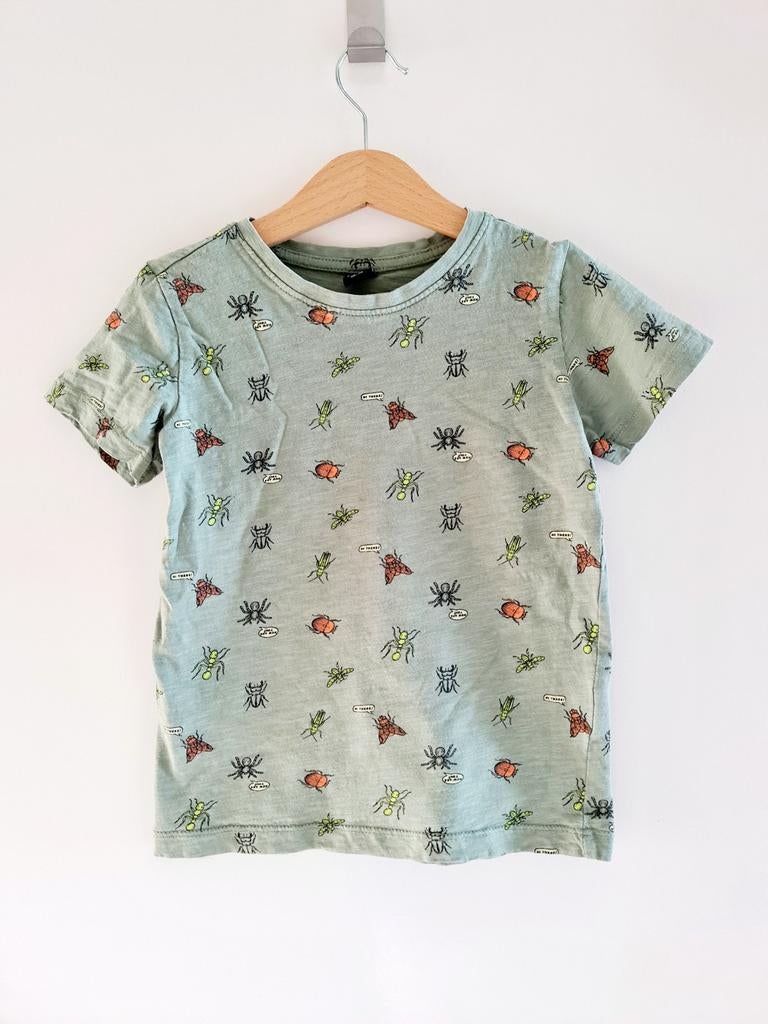 Groen shirtje met insecten maat 110-116, Kinderen en Baby's, Kinderkleding | Maat 110, Kids, Ophalen of Verzenden, Zo goed als nieuw