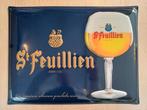 St Feuillien Bier Origineel Reclamebord Metaal Met Reliéf, Verzamelen, Biermerken, Ophalen, Nieuw, Reclamebord, Plaat of Schild