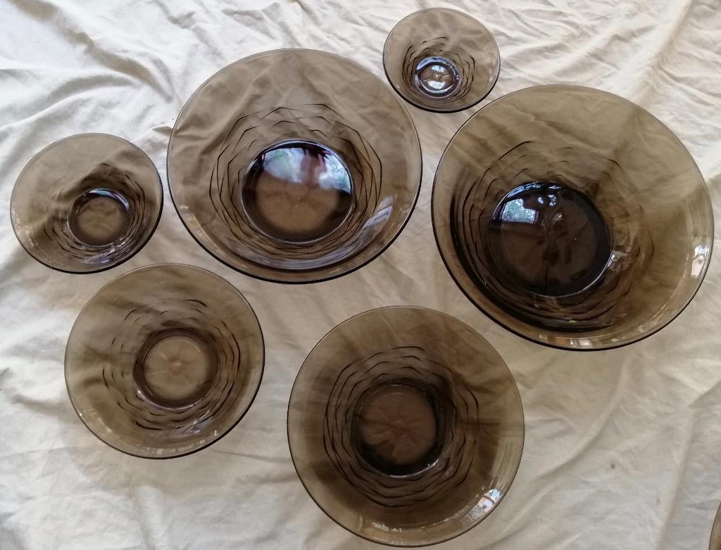Vintage rookglazen persglas set nestschalen, Antiek en Kunst, Ophalen of Verzenden