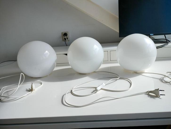 Vintage, Ikea bollamp Fado, 3 stuks, Huis en Inrichting, Lampen | Tafellampen, Minder dan 50 cm, Ophalen