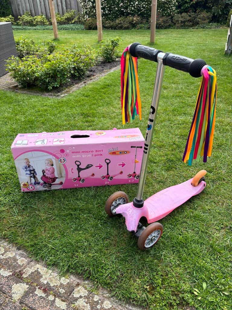Mini Micro step 3-in-1 roze met zitje, Ophalen of Verzenden, Gebruikt, Gewone step