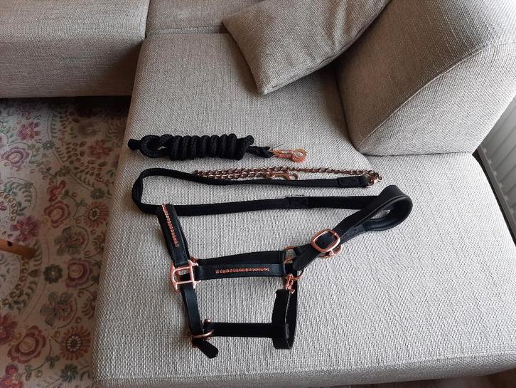 Rose gouden halsterset maat cob, Dieren en Toebehoren, Paarden en Pony's | Overige Paardenspullen, Zo goed als nieuw, Overige soorten
