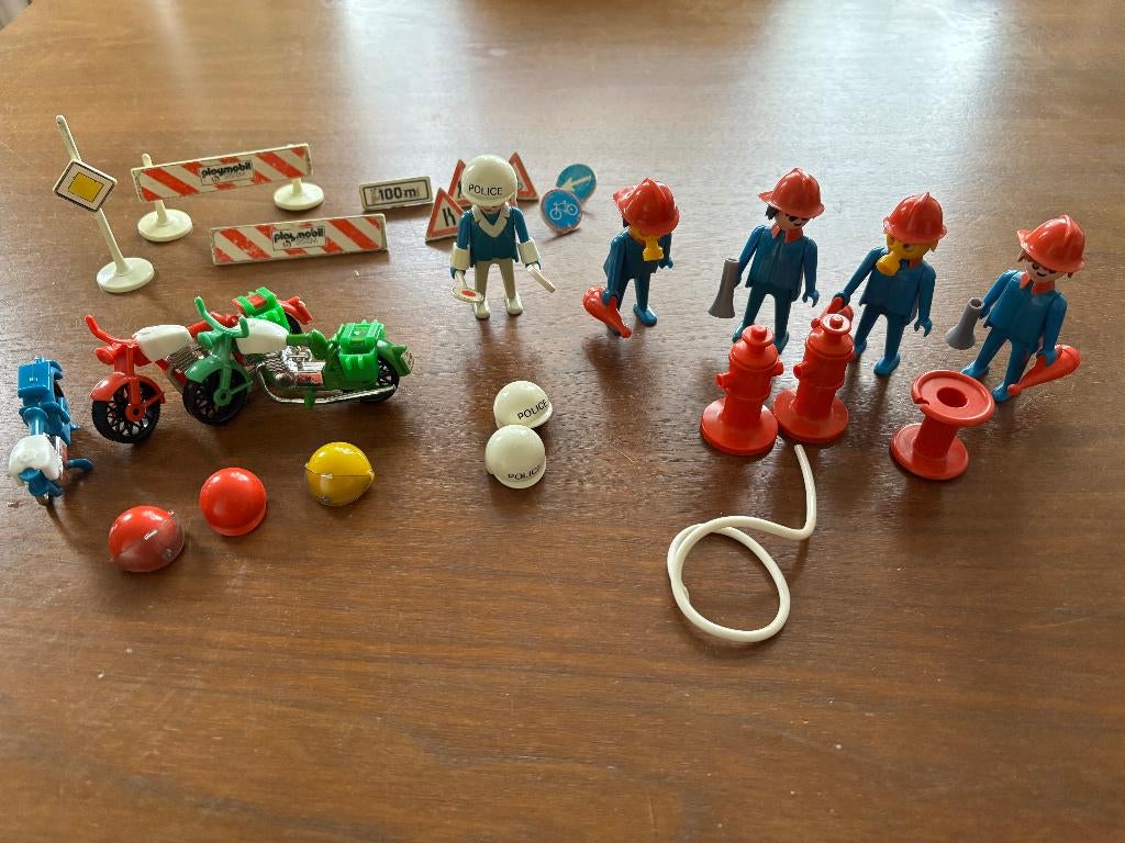 Vintage Playmobil brandweer politie motorfietsen 1975/1976, Ophalen of Verzenden, Gebruikt
