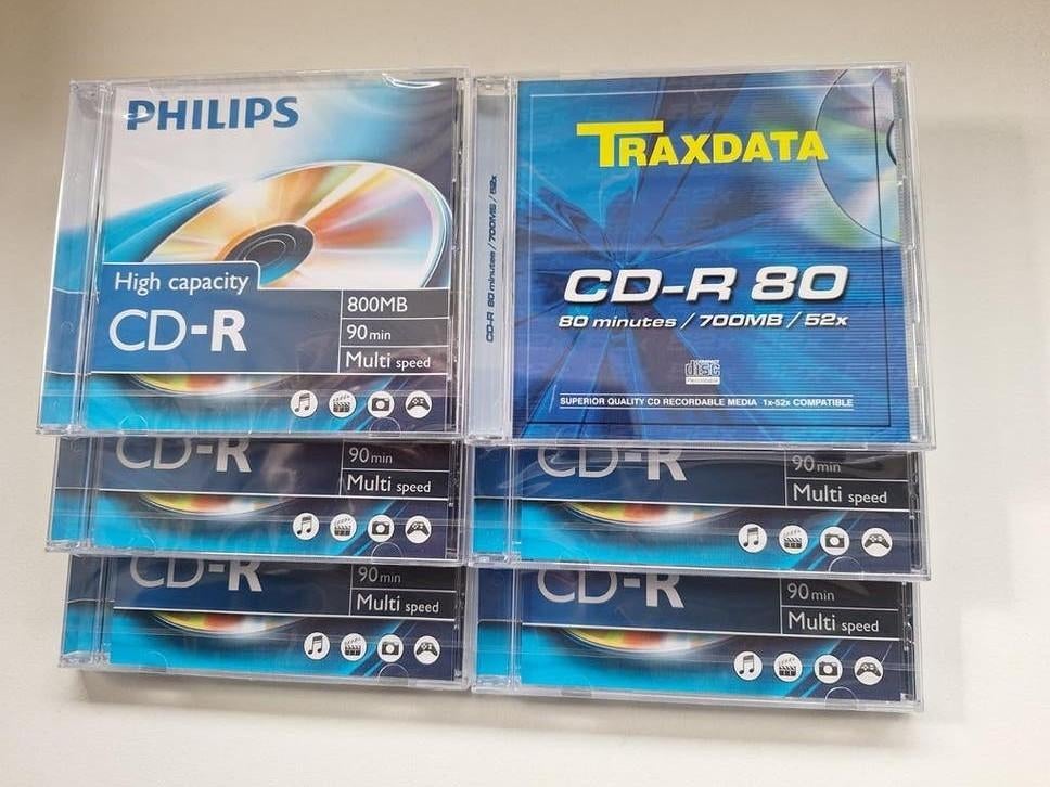6 CD-R opnamediscs, Diverse (Maxell, Philips, Imation, Sony, Emtec), Herschrijfbaar, Cd, Nieuw