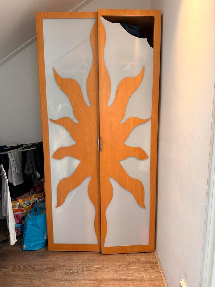 Kleding kast hout mdf melkglas, Huis en Inrichting, Kasten | Kledingkasten, Gebruikt, 200 cm of meer, 50 tot 100 cm, 50 tot 75 cm