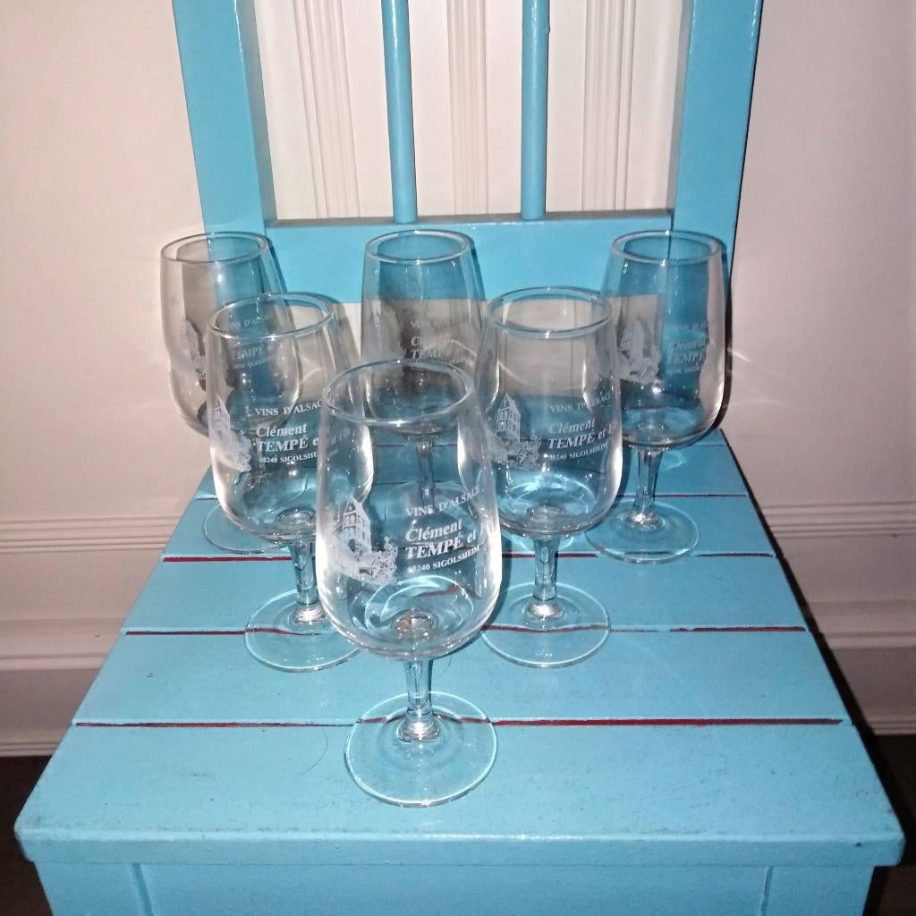 Elzas wijnglazen Vins d' Alsace Clement Tempe - Luminarc 6x, Ophalen, Glas of Glazen, Overige stijlen, Glas
