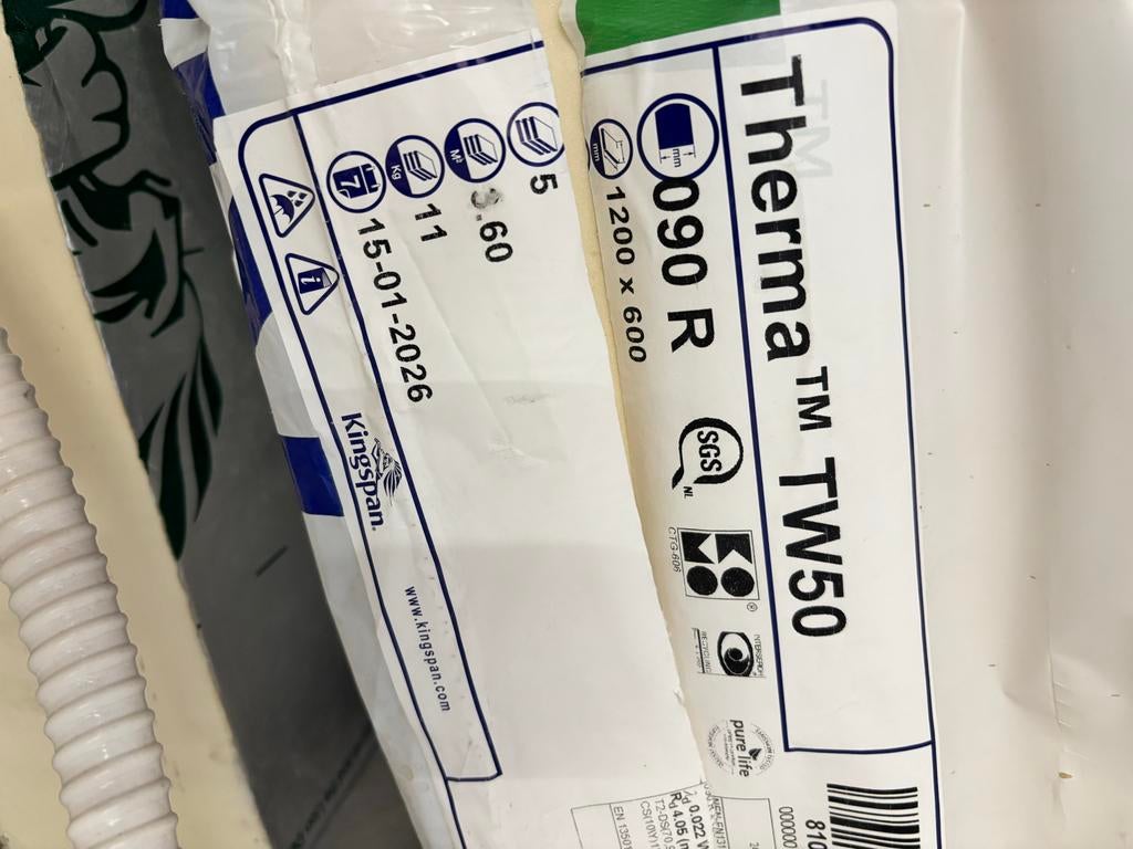 5 Kingspan Therma TW50 isolatieplaten 50mm - 1200x600mm, Ophalen, 4 tot 8 cm, Nieuw, 5 tot 10 m²