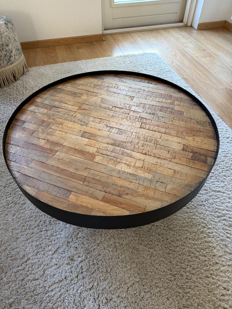 Salontafel industrieel, Huis en Inrichting, Tafels | Salontafels, Ophalen, 100 tot 150 cm, Rond, 50 tot 100 cm