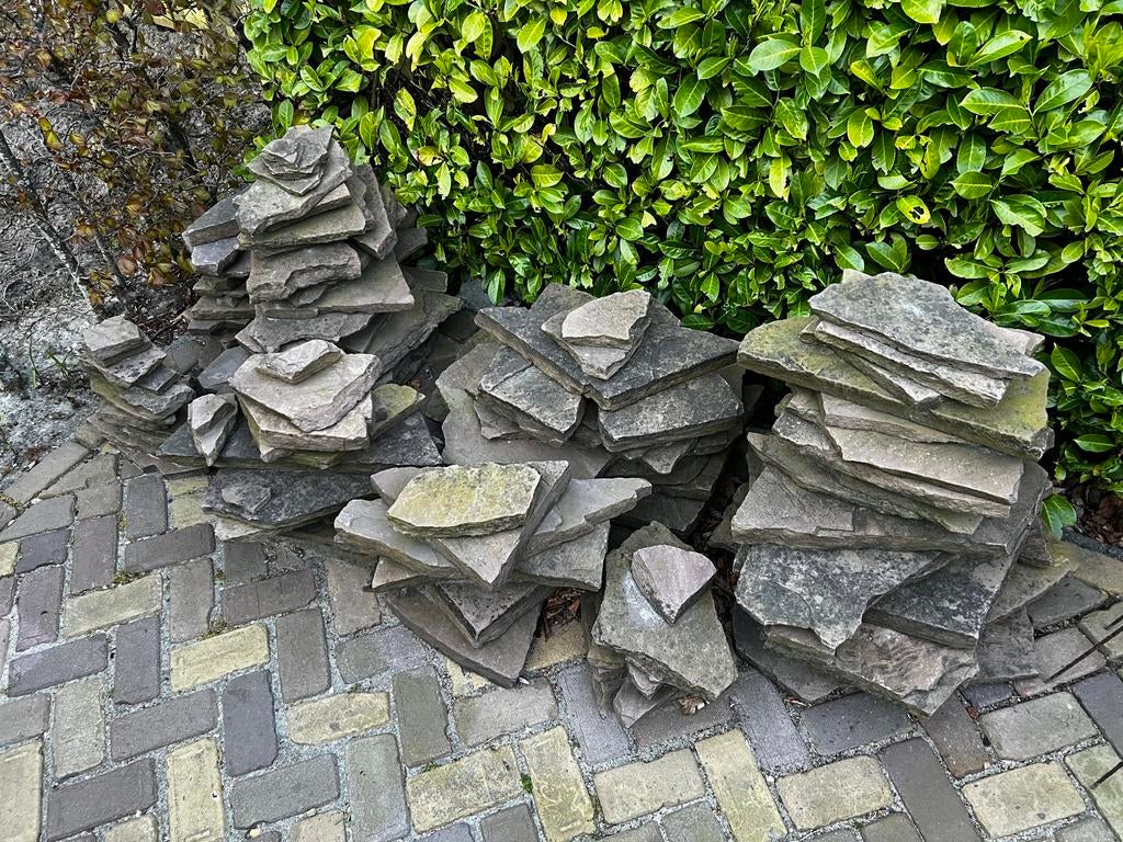 Partij stapstenen / flagstones, Ophalen, Gebruikt, Terrastegels, Natuursteen