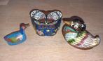 Cloisonne eenden beelden en vlinderdoosje, Ophalen of Verzenden, Zo goed als nieuw, Dier