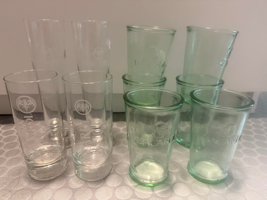 10 Bacardi glazen, Ophalen of Verzenden