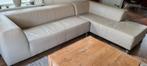 Hoekbank, leer, ecru/beige, 2 elemnten, Ophalen, Gebruikt, Leer