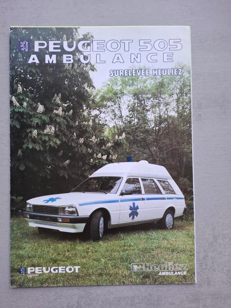 Peugeot 505 / J5 Heuliez Ambulance folder - 1986, Ophalen of Verzenden, Zo goed als nieuw, Peugeot
