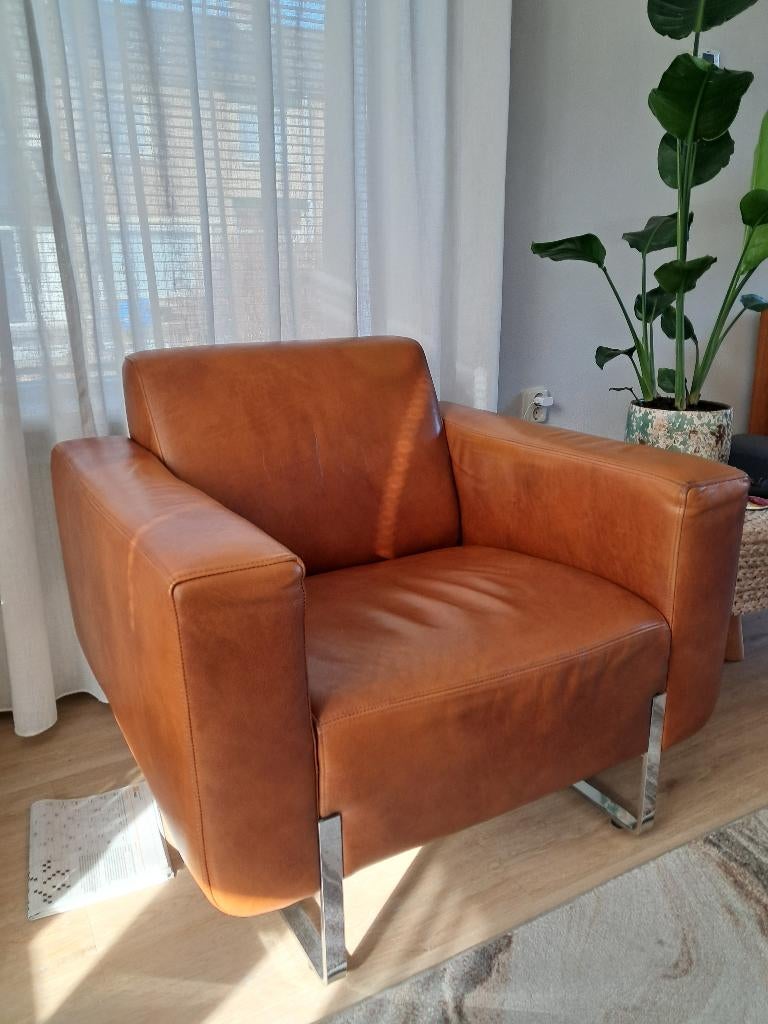 Heren fauteuil, Ophalen, Moderne leren fauteuil, Gebruikt, 75 tot 100 cm