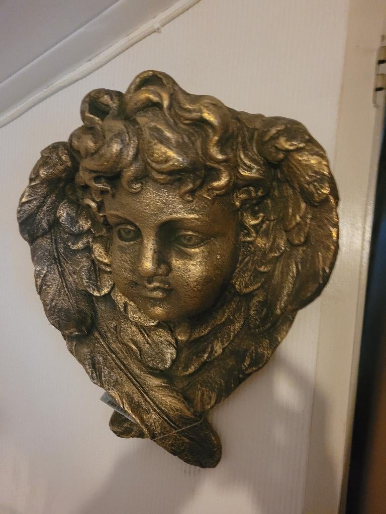 Groot engelen hoofd, plantenbak Clayre & Eef, Antiek en Kunst, Ophalen of Verzenden