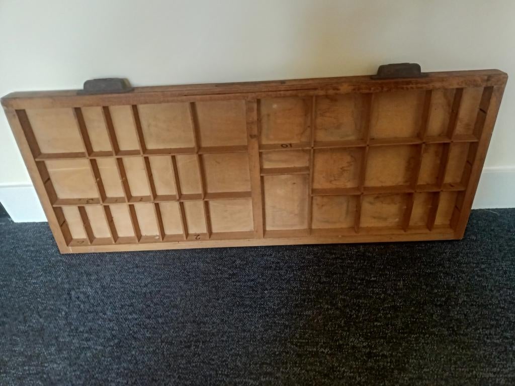 Vintage houten sorteerlade / vakkenlade – industrieel, Ophalen, Gebruikt, Minder dan 50 cm, Minder dan 50 cm