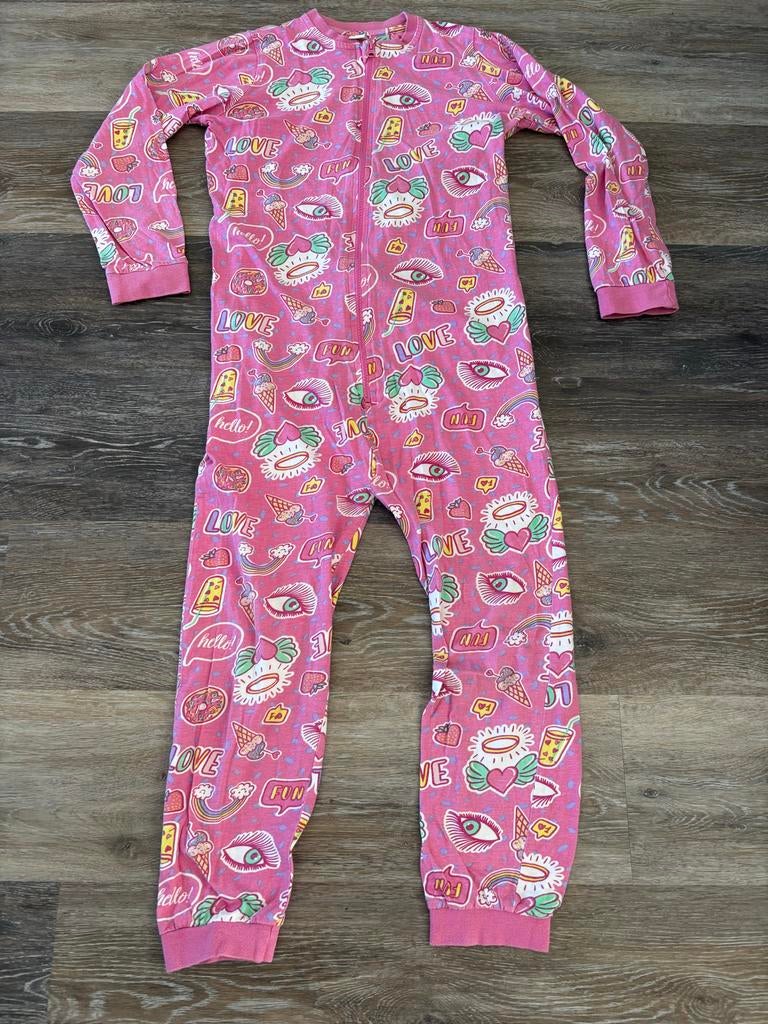 Roze pyjama onesie maat 146, Kinderen en Baby's, Ophalen of Verzenden, Gebruikt, Meisje, Nacht- of Onderkleding