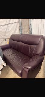 Bordeaux rode leren 2-zits bank, Ophalen, Gebruikt, Leer