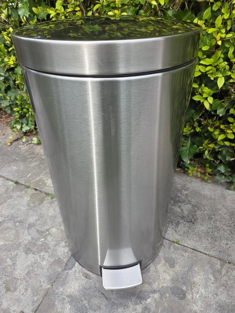 Grote Brabantia rvs afvalbak 2x30 liter in nette staat, Ophalen, Rvs, Met pedaal, Minder dan 50 cm