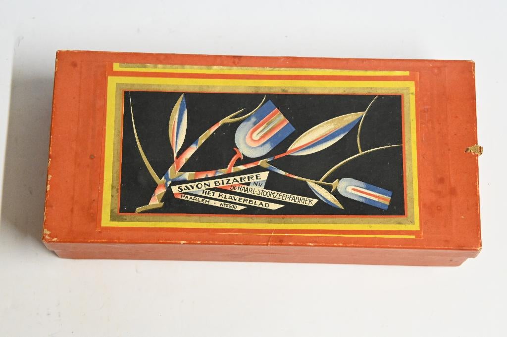 doos klaverblad zeep haarlem verpakking leeg savon bizarre, Ophalen of Verzenden, Reclamebord