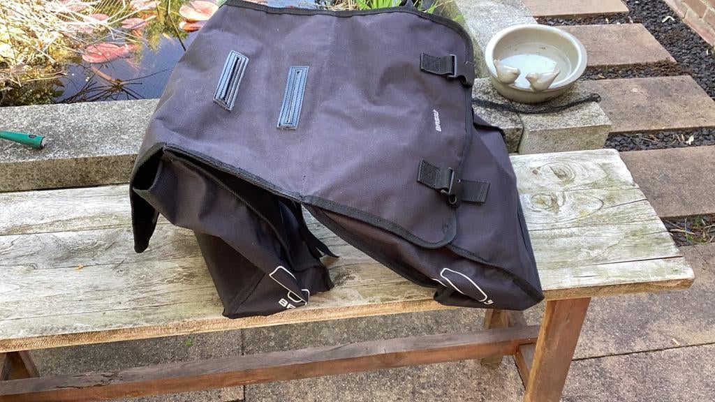 Dubbel zwarte  fietstas, Ophalen, Zo goed als nieuw