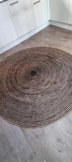 Vloerkleed zwart/naturel, Zwart, 150 tot 200 cm, Rond, Nieuw