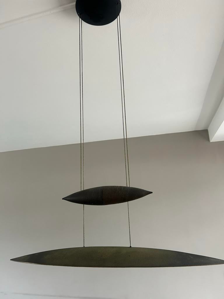 Bronzen hanglamp, Ophalen, Gebruikt, Metaal, 50 tot 75 cm