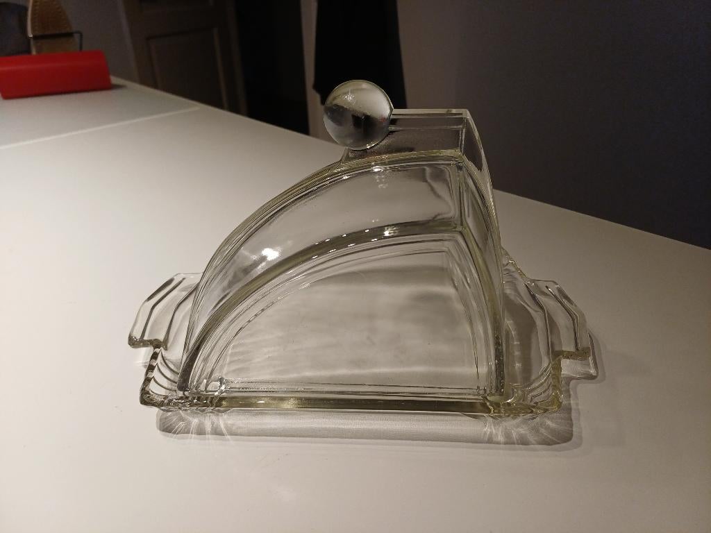Art Deco glazen kaasstolp 1930 Copier persglas puntgaaf, Ophalen of Verzenden