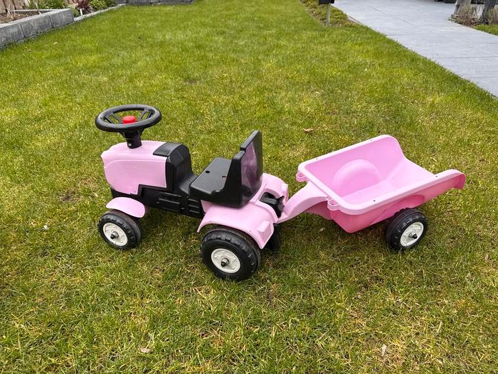 Roze looptrekker met kar voor kinderen tot 2 jaar, Kinderen en Baby's, Speelgoed | Buiten | Voertuigen en Loopfietsen, Gebruikt