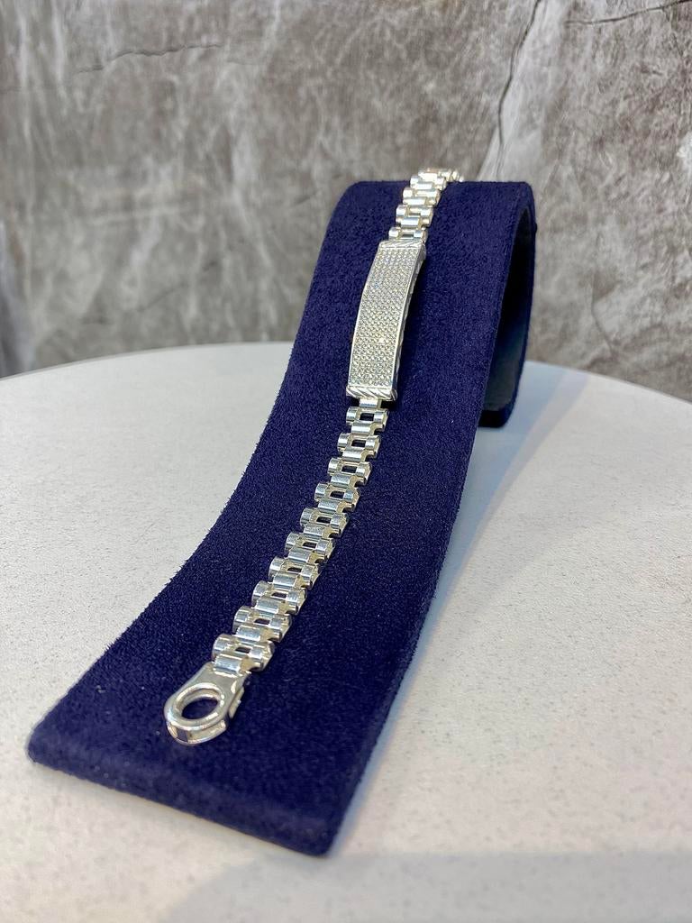 925 Zilveren Heren Armband, Nieuw, Ophalen of Verzenden, Met edelsteen, Zilver