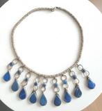 Lapis lazuli retro ketting, Ophalen of Verzenden, Blauw, Steen of Mineraal