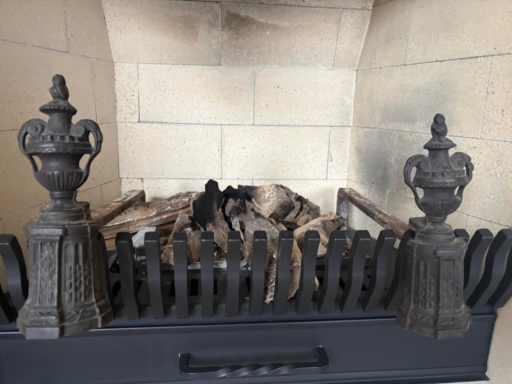 Antieke Franse empire vuurbokkken, Ophalen of Verzenden, Vrijstaande haard, Houthaard