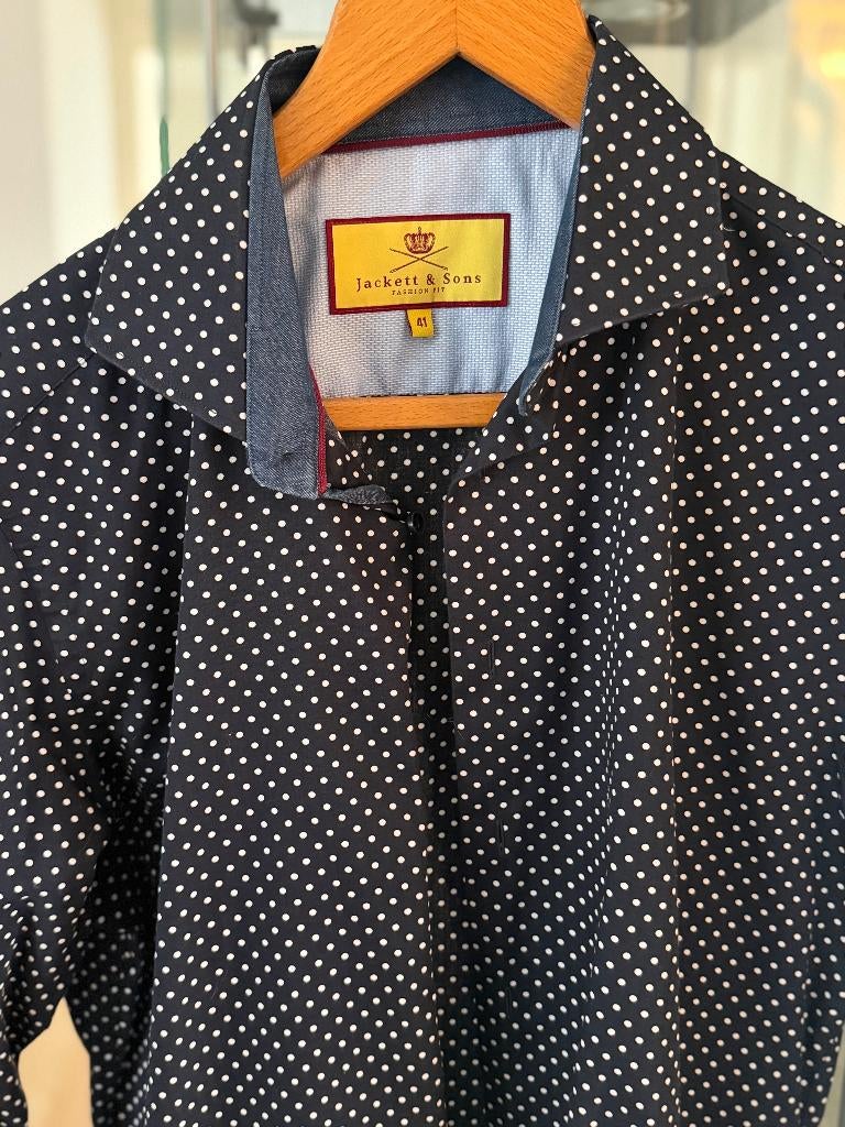 Overhemd donkerblauw maat 43 (L), Jacket&Sons, Blauw, Ophalen of Verzenden, Halswijdte 41/42 (L)