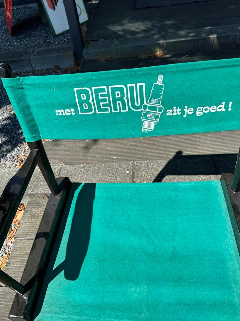 Vintage Beru Bougie Regisseursstoel - Groen & Zwart, Verzamelen, Merken en Reclamevoorwerpen, Ophalen, Gebruikt, Gebruiksvoorwerp