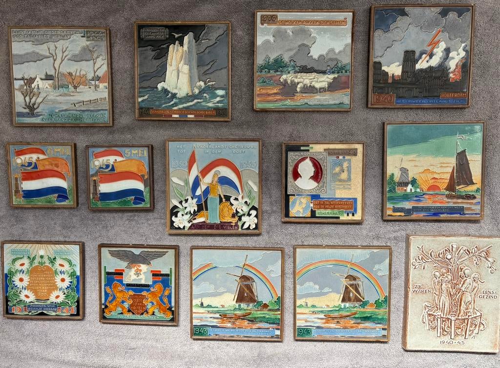 14 westraven oorlogs tegels 40/45 als party te koop ., Antiek en Kunst, Ophalen of Verzenden