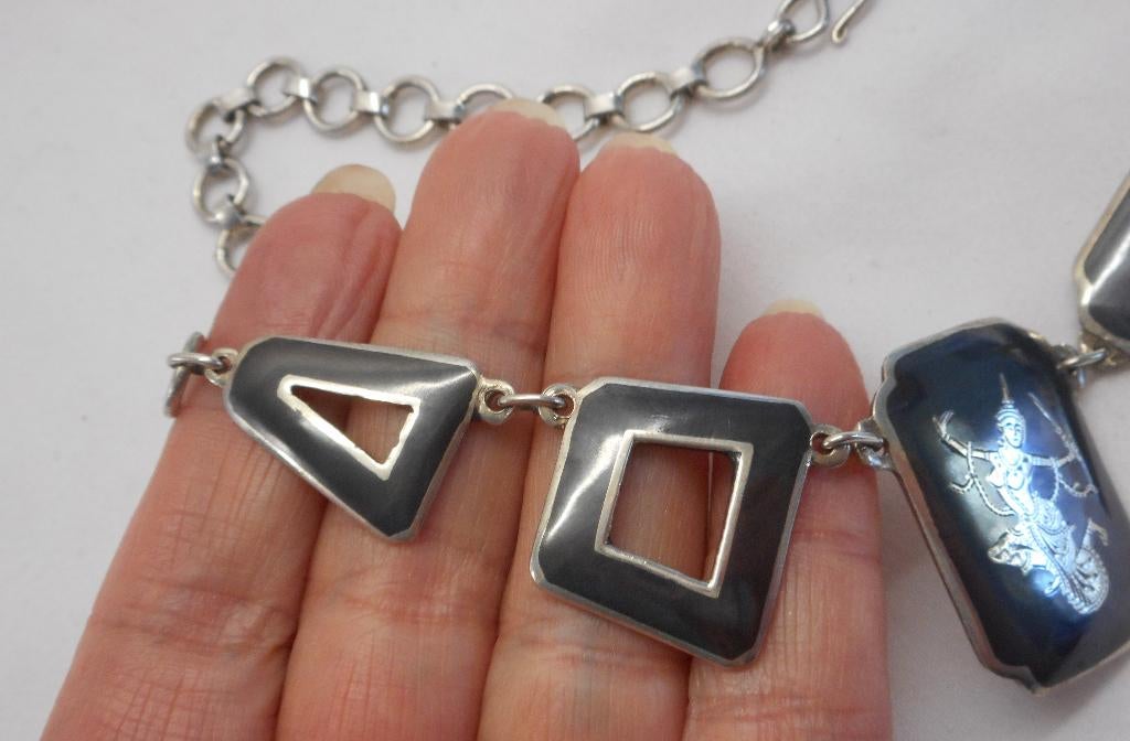 Prachtig Sterling zilveren antiek collier nr.1726, Sieraden, Tassen en Uiterlijk, Antieke sieraden, Verzenden, Zilver, Ketting