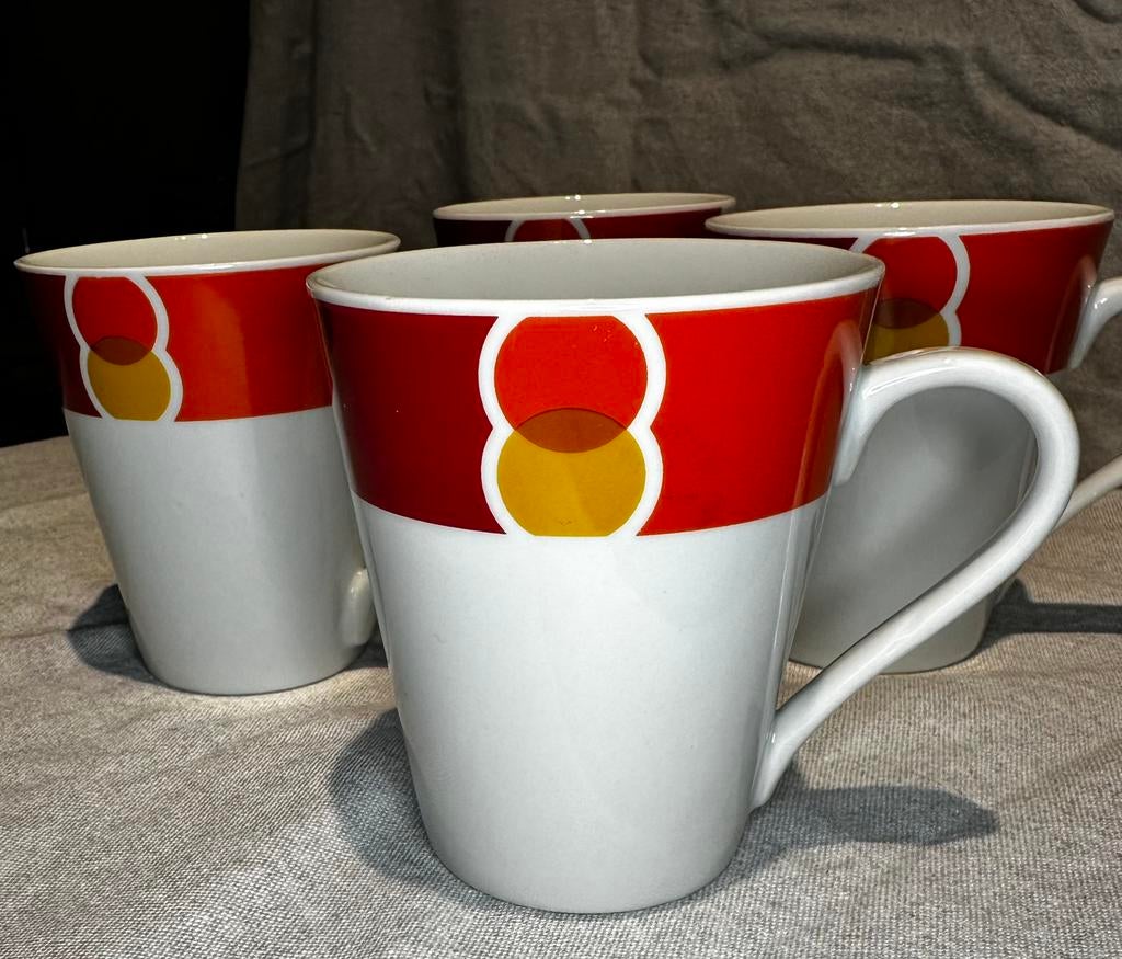 Vintage Retsch Arzberg mok – set van 4 | West Germany retro, Ophalen of Verzenden, Zo goed als nieuw, Overige stijlen, Kop(pen) en/of Schotel(s)