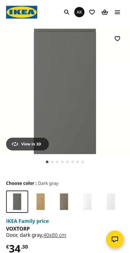 IKEA VOXTORP Door / deur, dark gray, 40x80 cm, 2 st, Ophalen, Nieuw, 50 tot 100 cm, Minder dan 100 cm