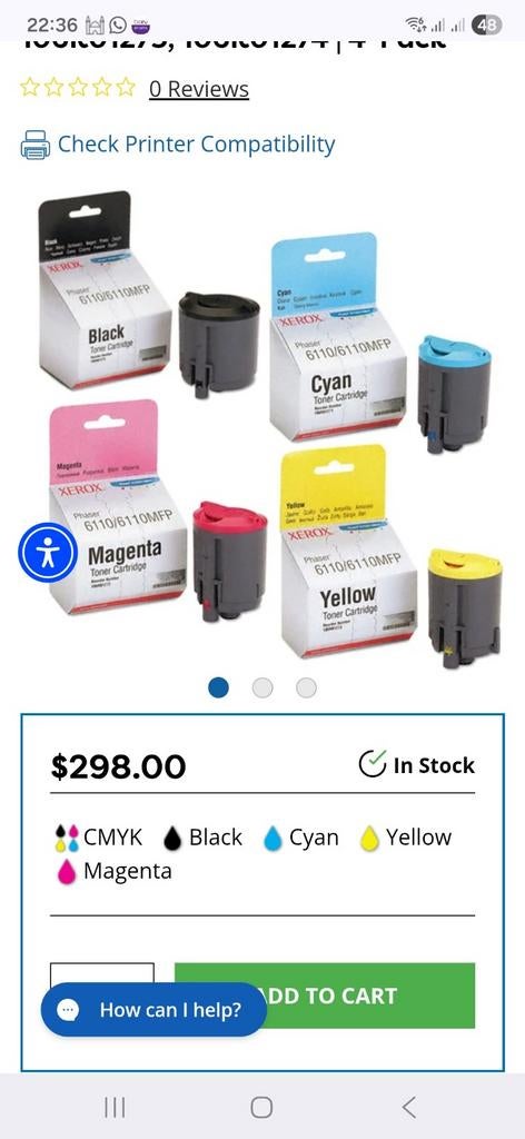 Xerox Toner Set 106R01271-106R01274 - 4-Pack, Computers en Software, Printerbenodigdheden, Ophalen of Verzenden